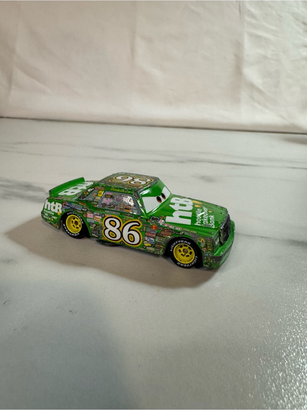 Disney Pixar Cars Chick Hicks #86 HTB Green Race Car 1:55 Loose